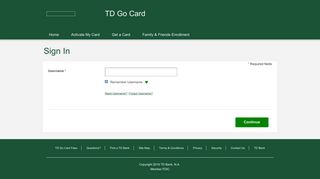 TD Go Card - Sign In - visaprepaidprocessing.com