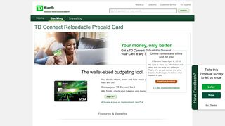 TD Connect Reloadable Prepaid Visa® Card | TD Bank