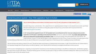 TDA > Dental Insurance Update