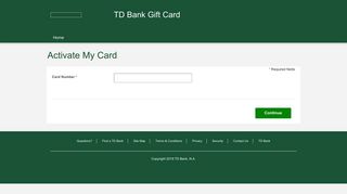 TD Bank Gift Card - Activate My Card - visaprepaidprocessing.com