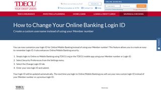 How to Change Your Online Banking Login ID | TDECU