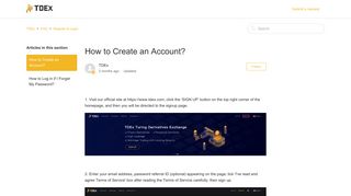 How to Create an Account? – TDEx