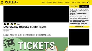 5 Ways to Buy Affordable Theatre Tickets | Playbill