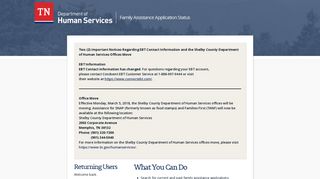 DHS Family Assistance Application Status - TN.gov