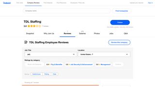 Working at TDL Staffing: Employee Reviews | Indeed.com