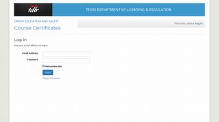 TDLR Driver Education and Safety Certificates - Log In - Texas.gov