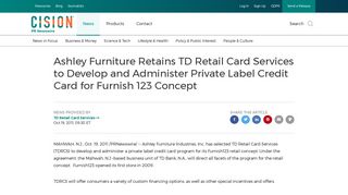 Ashley Furniture Retains TD Retail Card Services to Develop and ...