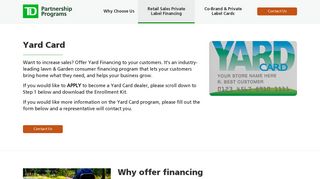 Yard Card | TD Bank - TD Partnership Programs