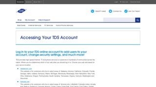 TDS My Account Portal - TDS Telecom