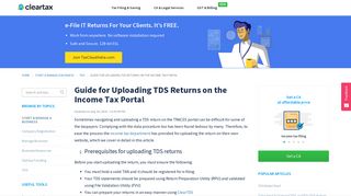 Guide for Uploading TDS Returns on the Income Tax Portal - ClearTax
