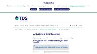 Activate your tenant account - TDS Northern Ireland