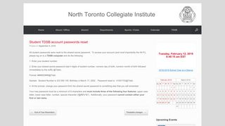 Student TDSB account passwords reset – North Toronto Collegiate ...