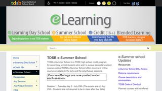 eLearning > e-Summer School - TDSB School Websites - Toronto ...