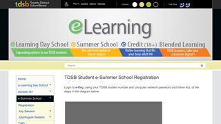 eLearning > e-Summer School > Registration > TDSB Students