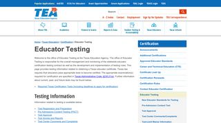Educator Testing - The Texas Education Agency