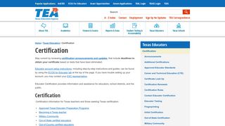 Certification - The Texas Education Agency