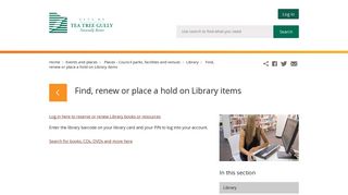 Find, renew or place a hold on Library items - City of Tea Tree Gully