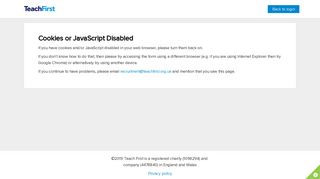 Cookies or JavaScript Disabled - Teach First Application Form