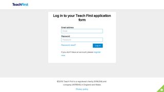 Log in to your application - Teach First Application Form