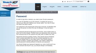 Teach-ICT.com computer glossary - password