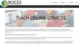 TEACH Online Services - BOCES - Pursuing Excellence