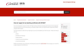 How do I apply for my teaching certificate with NYSED? - Knowledge ...