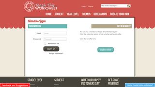 Members Login - Teach This Worksheets - Create and Customise your ...