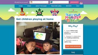 Get children playing at home - Teach Your Monster to Read