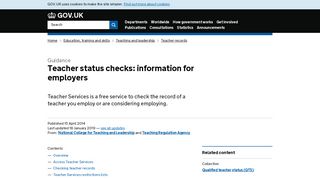 Teacher status checks: information for employers - GOV.UK
