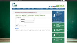 Teacher's Retirement System of Texas :: Login - TRS ActiveCare Aetna