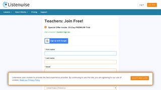 Listenwise - Teacher Sign Up