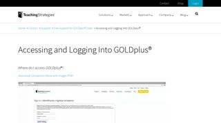 Accessing and Logging Into GOLDplus® - Teaching Strategies