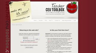 Teacher CEU Toolbox: Login to the site