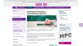 Additional Voluntary Contributions (AVCs) - Teachers' Pensions