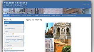 Apply for Student Housing | Teachers College Columbia University