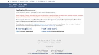 Application Management - Admissions - Teachers College, Columbia ...