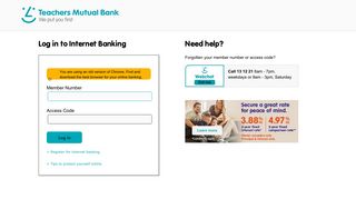 Log back into Internet Banking - Teachers Mutual Bank