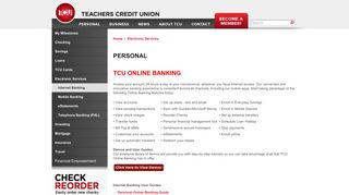 Teachers Credit Union - Personal - Internet Banking