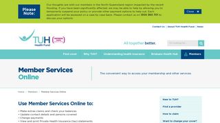 Member Services Online - TUH Health Fund - All together better