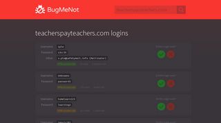 teacherspayteachers.com passwords - BugMeNot