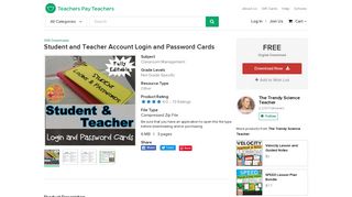 Student and Teacher Account Login and Password Cards | TpT