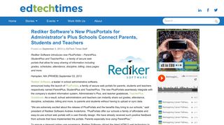 Rediker Software's New PlusPortals for Administrator's Plus Schools ...