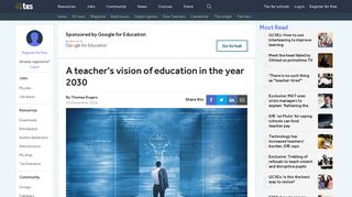 A teacher's vision of education in the year 2030 | Tes News