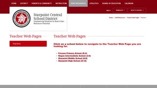 Teacher Web Pages / Teachers - Starpoint Central School District