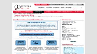 Teacher Certification Office - Queens College, City University of New ...