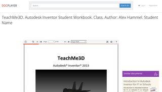 TeachMe3D. Autodesk Inventor Student Workbook. Class. Author ...
