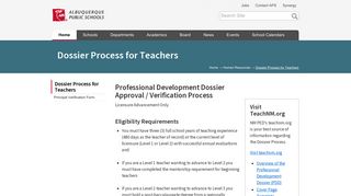 Dossier Process for Teachers — Albuquerque Public Schools