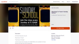 Reaching To Teach: Sunday School Tickets, Multiple Dates | Eventbrite