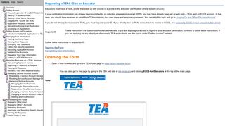 Requesting a TEAL ID as an Educator - TEA Login