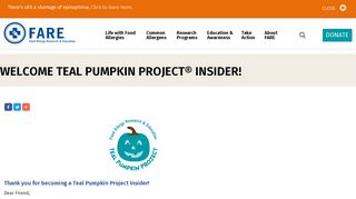 Welcome Teal Pumpkin Project® Insider! | Food Allergy Research ...